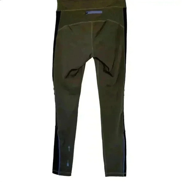 THE UPSIDE Army Green Midi Drawstring Active Skinny Leggings Arrow Logo Size 6 - Picture 3 of 9